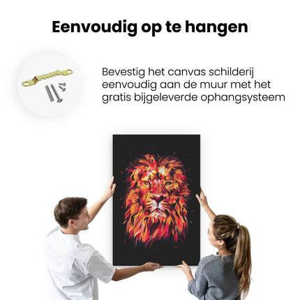 Canvas schilderij ophangen Oranje Vurige Leeuw