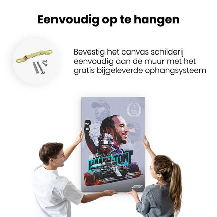 Canvas schilderij ophangen Lewis Hamilton bij Mercedes F1