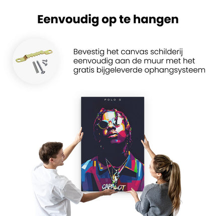 Canvas schilderij ophangen Rapper Polo G Capalot in Abstracte Kleuren