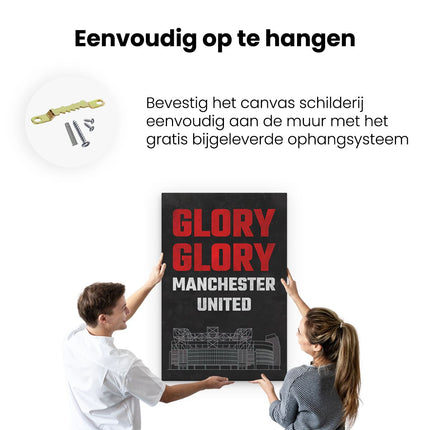 Canvas schilderij ophangen Glory Glory Tekst Manchester United