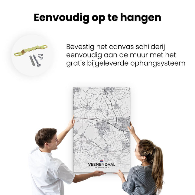 Canvas schilderij ophangen Stadskaart Veenendaal in het Wit