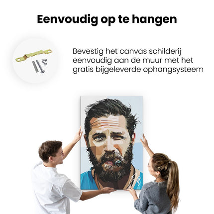 Canvas schilderij ophangen Tom Hardy met een Sigaar