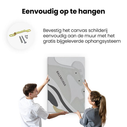 Canvas schilderij ophangen Witte Balenciaga Schoen
