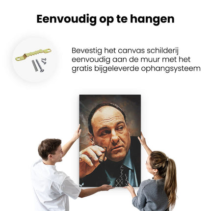 Canvas schilderij ophangen Tony Soprano met een Sigaar