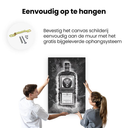 Canvas schilderij ophangen Drankfles Jägermeister