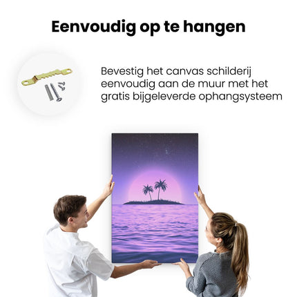 Canvas schilderij ophangen Paarse Zonsondergang op een Eiland