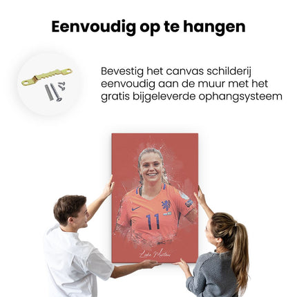 Canvas schilderij ophangen Voetbalspeelster Lieke Martens bij Oranje