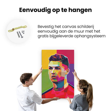 Canvas schilderij ophangen Voetbalspeler Cristiano Ronaldo in Abstracte Kleuren