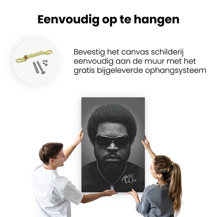 Canvas schilderij ophangen Ice Cube in het Zwart Wit