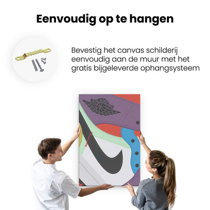 Canvas schilderij ophangen Air Jordan Nike Schoen