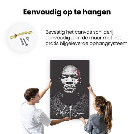 Canvas schilderij ophangen Mike Tyson met zijn Rode Tattoo