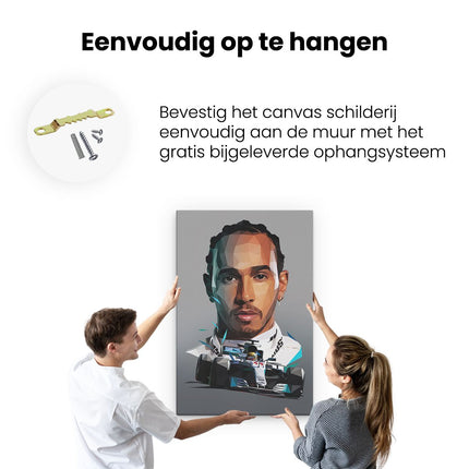 Canvas schilderij ophangen Lewis Hamilton bij Mercedes F1