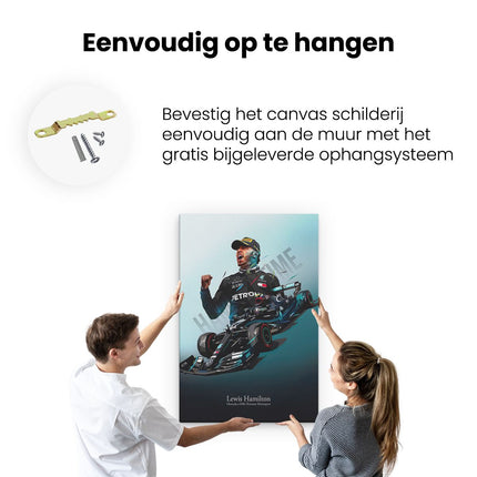 Canvas schilderij ophangen Lewis Hamilton bij Mercedes F1