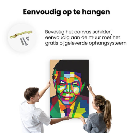 Canvas schilderij ophangen Nelson Mandela in Abstracte Kleuren