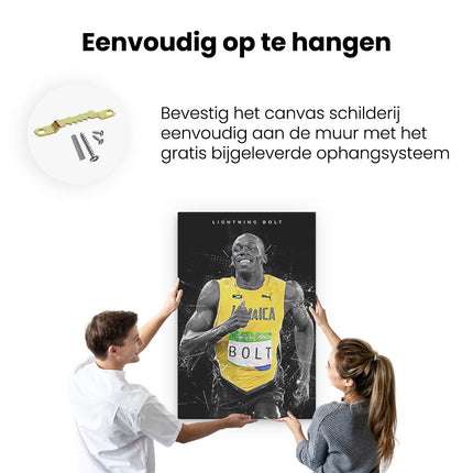 Canvas schilderij ophangen Lightning Bolt - Usain Bolt voor Jaimaca