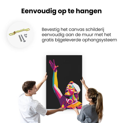 Canvas schilderij ophangen DJ Avicii in Abstracte Kleuren
