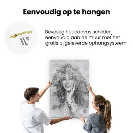 Canvas schilderij ophangen Rihanna in het Zwart Wit 