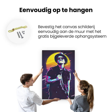 Canvas schilderij ophangen Bruno Mars tijdens de Zonsondergang