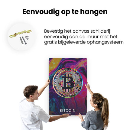 Canvas schilderij ophangen Cryptomunt Bitcoin