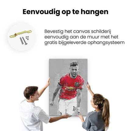 Canvas schilderij ophangen Bruno Fernandes bij Manchester United