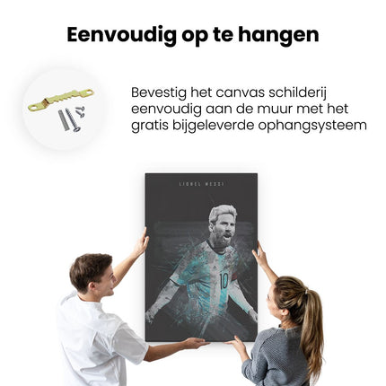 Canvas schilderij ophangen Lionel Messi bij Argentinië