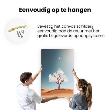 Canvas schilderij ophangen Kale Boom in de Woestijn