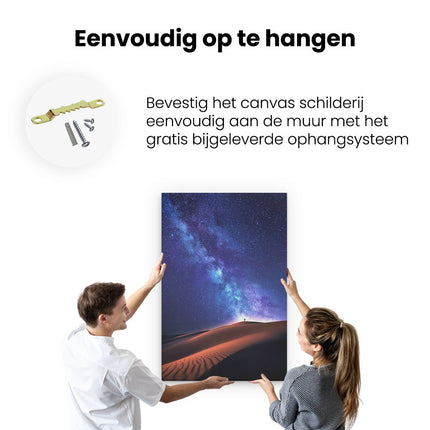 Canvas schilderij ophangen Sterrenhemel in de Woestijn