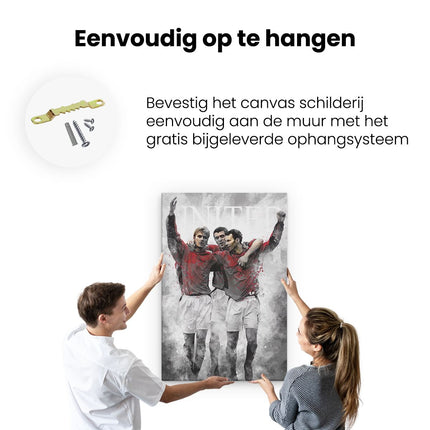 Canvas schilderij ophangen David Bechkam, Roy Keane en Ryan Giggs bij Manchester United - Legendes
