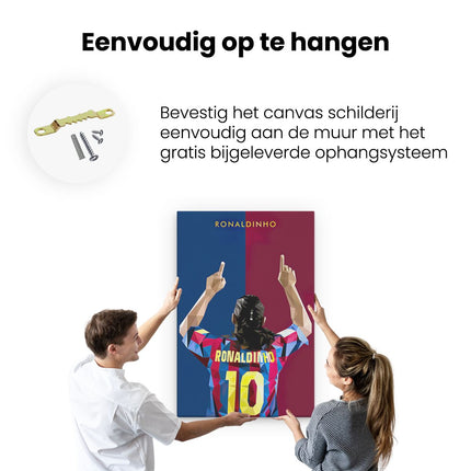 Canvas schilderij ophangen Ronaldinho bij FC Barcelona