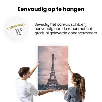 Canvas schilderij ophangen Eiffeltoren in Parijs