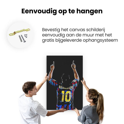 Canvas schilderij ophangen Ronaldinho bij FC Barcelona