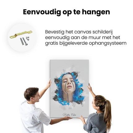 Canvas schilderij ophangen Billie Eilish met Zwarte Tranen