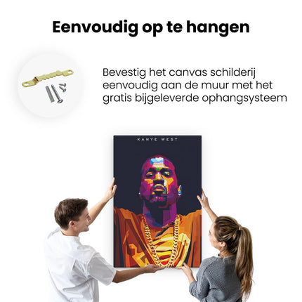 Canvas schilderij ophangen Kanye West in Abstracte Kleuren