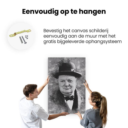 Canvas schilderij ophangen Winston Churchill in het Zwart Wit