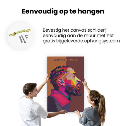 Canvas schilderij ophangen Nipsey Hussle in Abstracte Kleuren