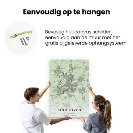 Canvas schilderij ophangen Stadskaart Eindhoven in het Licht Groen