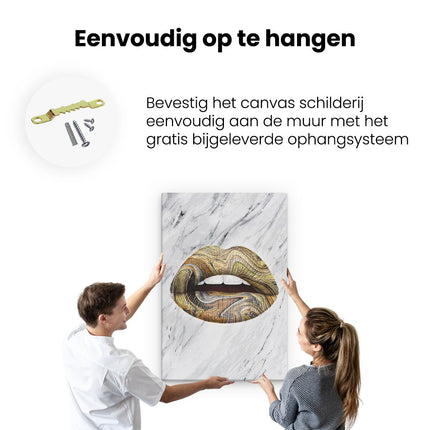 Canvas schilderij ophangen Abstract Gouden Lippen 