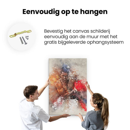 Canvas schilderij ophangen Muhammad Ali met Verfkleuren