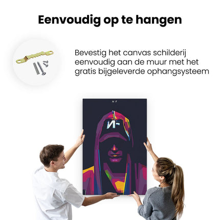Canvas schilderij ophangen Rapper NF in Abstracte Kleuren