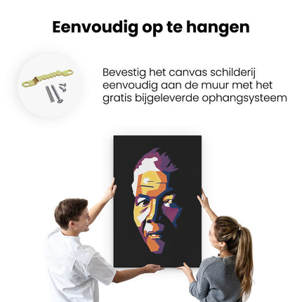 Canvas schilderij ophangen Nelson Mandela in het Donker