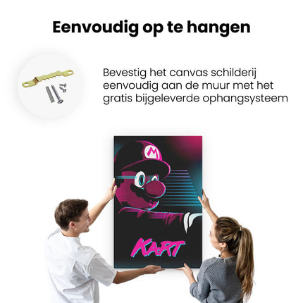 Canvas schilderij ophangen Mario Kart 