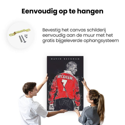 Canvas schilderij ophangen David Beckham bij Manchester United