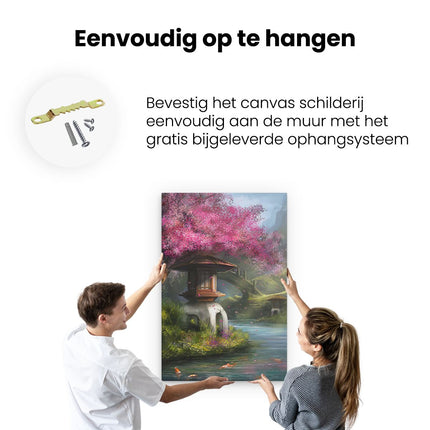 Canvas schilderij ophangen Getekende Rivier met Bloesems in China