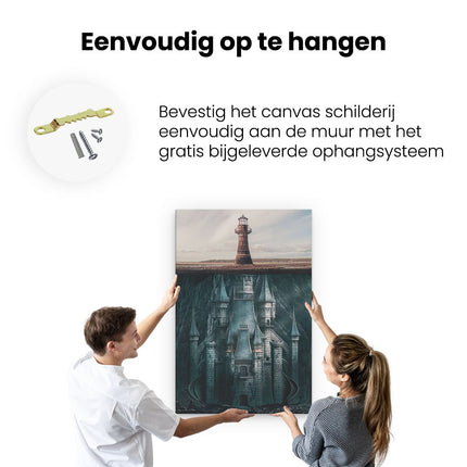 Canvas schilderij ophangen Vuurtoren met Torens onder de Grond