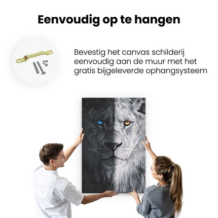 Canvas schilderij ophangen Leeuw in het Zwart Wit 