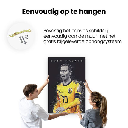Canvas schilderij ophangen Eden Hazard bij België - Rode Duivels