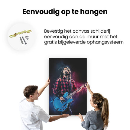 Canvas schilderij ophangen David Grohl met zijn Gitaar