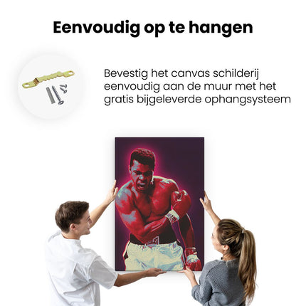 Canvas schilderij ophangen Bokser Muhammad Ali in het Rood