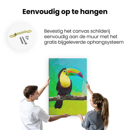 Canvas schilderij ophangen Toekan in Abstracte Kleuren