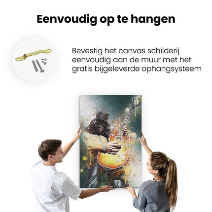 Canvas schilderij ophangen Slash met zijn Gitaar - Saul Hudson